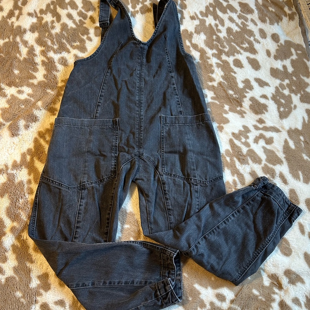 Free People Black Denim Overalls